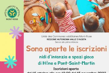 Servizi alla prima infanzia: aprono le iscrizioni - Unité des Communes  valdôtaines Mont-Rose